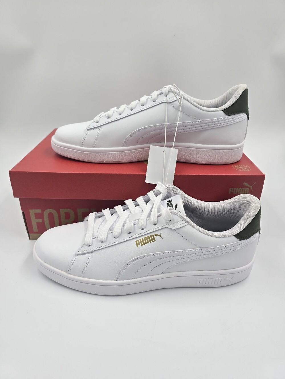 PUMA Ace Court Shoes Men's White Green Sneakers 406570-01 New In Box Multi Size